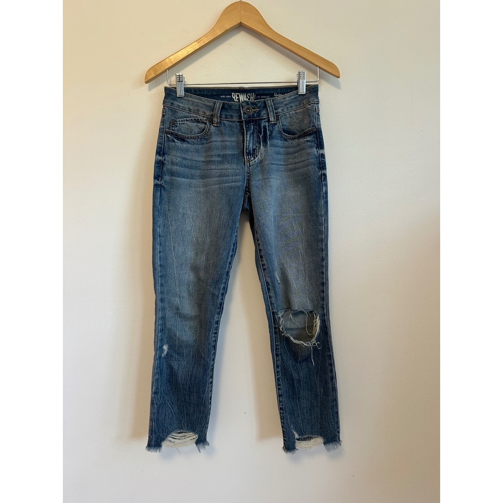 Rewash Distressed Straight Leg Jeans | Size 25